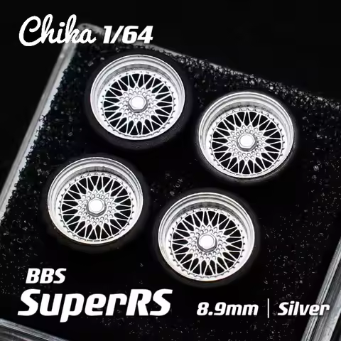 1/64 Chika Wheels with Rubber Tires Model Car Modified Parts BBS RS JDM VIP For Hotwheels Tomica Min