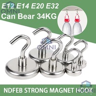 🎉SG STOCK🎉4PCS Strong Magnetic Hook Hold Up To 34kg 5Pounds Diameter 20mm Magnets Quick Hook For Hom