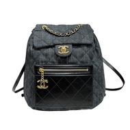 Chanel A93563 Denim /Leather Handle Backpack 牛仔布拼皮灰黑牛仔 背囊