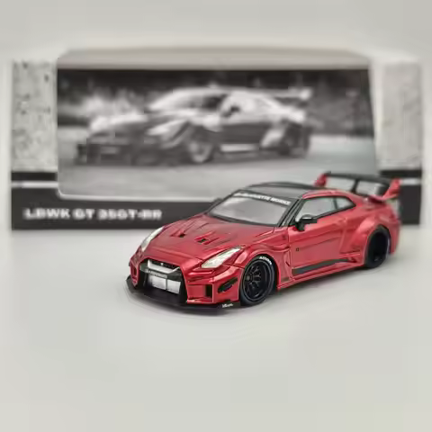 PM 1:64 Skyrim GTR R35 LBWK RED Alloy Car Model