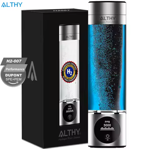 ALTHY Performance Hydrogen Water Generator Bottle DuPont SPE+PEM Dual Chamber + PPB&Time&Battery Dis