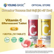 【Zembeauty Mall】9YOUNG-BASIC Vitamin C Effervescent Tablet，10 tablet/botol， Honey and Pomelo Flavors