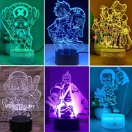 【Candy style】 Cod โคมไฟตั้งโต๊ะ LED อะคริลิค รูปการ์ตูนอนิเมะ วันพีช 3D รีโมตคอนโทรล Monkey D Luffy Roronoa Zoro Nami Chopper