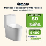 Domaco x Cassanova 1026 rimless double tornado toilet bowl