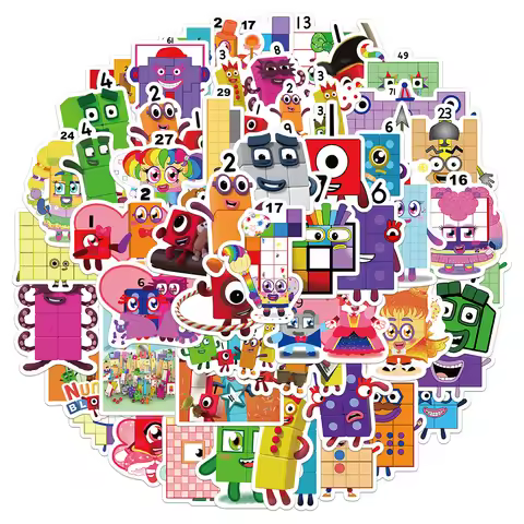 52PCS Creative Fun Cartoon Digital Building Blocks Stickers Decorative Phone Cases Notebook Water Cu