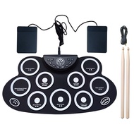 Electric Drum Set，9 Electric Drum Kid， Foldable Electronic Practice Drum with Headphone Jack, Build 