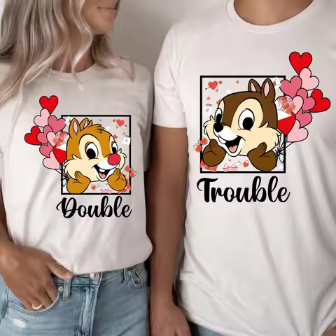 Chip and Dale Love Shirt, Love Balloon Shirt, Double and Trouble Shirt, Disney Couple Shirt, Valenti