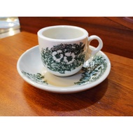 Ceramic Floral Coffee Cup & Saucer / Kopitiam Cup with Saucer