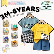 Baju Budak Lengan Pendek Set Kids Short Sleeve Pakaian Kanak Lelaki Perempuan 3 Months - 6 Years