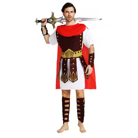 Ancient Roman Greek Warrior Gladiator Costume Men Women Julius Caesar Knight Halloween Purim Masquer