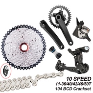 1x10 Speed Derailleurs Shifter Groupset Bike Crankset 11-50T Cassette Flywheel 10 Speed Chain for Mo