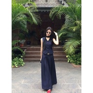 9326 People Collection List🌸 Disposable Denim Suit Two-Piece Sleeveless Vest+Pleated Skirt High-End 
