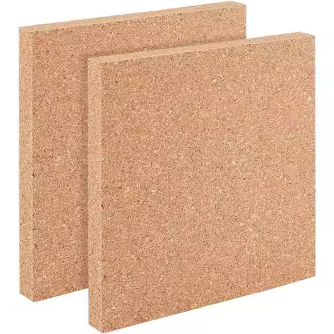 2Pcs Square Bulletin Boards Self Adhesive Wood Cork Sheets 0.6 Inch Thick Square Cork Board Cork Til