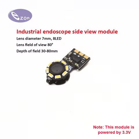 Ultra short USB 1MP 7mm endoscope camera module side view FOV80゜OV9734 industrial pipeline auto repa