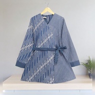 Blouse ALEXA (b 17) combination of stamped batik by positive boutique, office batik, modern batik, c