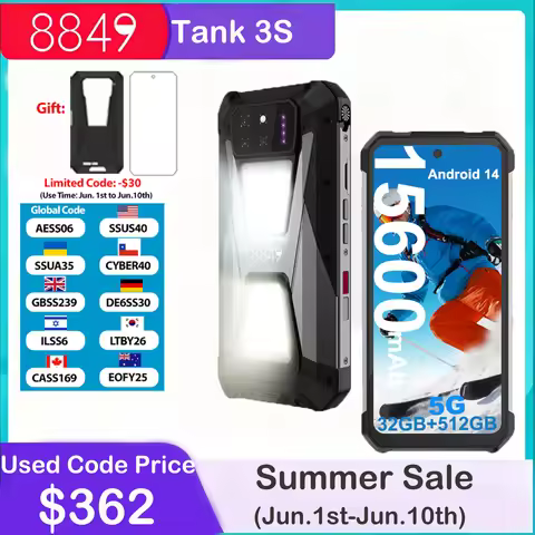 8849 Tank 3S Unihertz Rugged Smartphone with Projector 5G 24/32GB RAM 256/512GB ROM Dimensity 8200 6