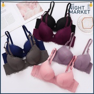 [Night Market] Stonewash Lace Mesh Underwire Push Up Bra/ Coli Wanita Renda (34-40) Cup A