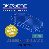 Akebono Brake [AN786WK] - Mitsubishi ASX 2012 Rear Brake Pad