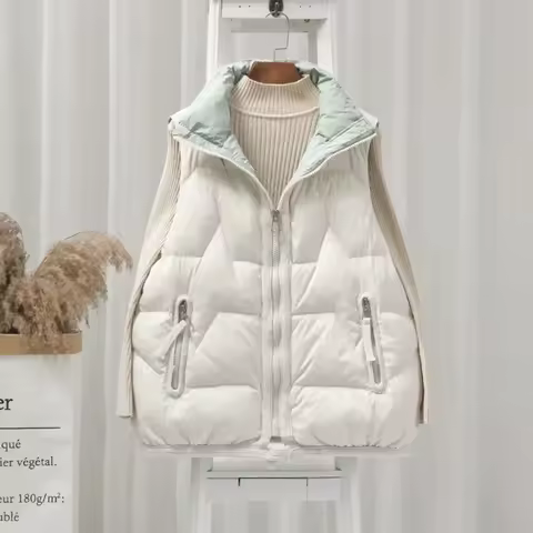 2024 New Winter Sleeveless Female Down Vest Duck Down Puffer Waistcoat Ultra Light Winderproof Outwe