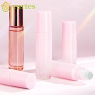 CURTES 3Pcs Glass Roller Bottles, Refillable 5ml 10ml Essential Oil Roll-on Bottles, Portable Mini Gradient Pink with Calamine Rolling Ball Perfume Bottle Travelling
