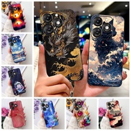 ITEL A70 Case A665L Aesthetic Cute Cat Fashion Flowers Painted Back Cover A70 ITEL A 70 Phone Case