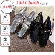 Women's pointed toe 2.5P slippers, high quality matte leather slippers, standard form, flattering ch
