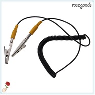 ROSEGOODS Coiled Cord, PU,Metal 2mm Anti-Static ESD Grounding Cable, Durable Male-to-Female Polyuret