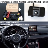 กล้องมองหลังรถยนต์สำหรับมาสด้า2ซีดาน Mazda2 Demio DJ 2015 ~ 2020 28ขาอะแดปเตอร์สายเคเบิลเข้ากันได้กับหน้าจอเดิม HD CCD