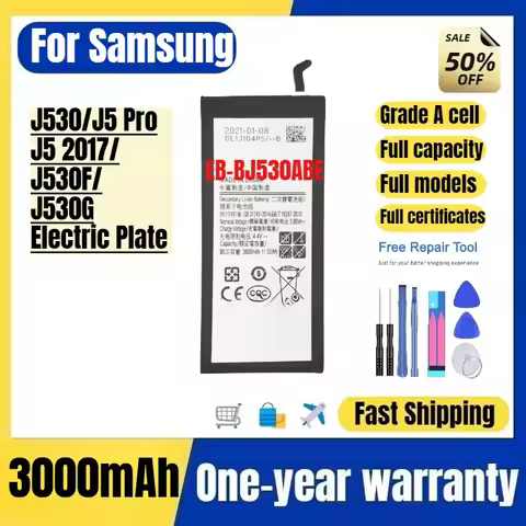 EB-BJ530ABE for Samsung J530/J5 Pro/J5 2017/J530F/J530G Electric Plate Mobile Phone Battery Replacem