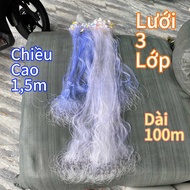 Lưới 3 màn cao 15m dài 90-100m Lưới đánh cá lưới bắt cá 3 lớp Fishing