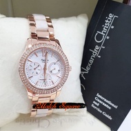 jam tangan alexandre christie original wanita ac2463 rosegold white