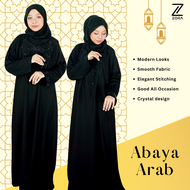 SAUDI DRESS / ABAYA ARAB / JUBAH BATU CRYSTAL ARAB BLACK FREE SIZE (S to 3XL)