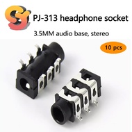 [Ready Stock Supply] 10pcs Patch 3.5mm Headphone Audio Socket PJ-313 Six-Pin 6pin Stereo/Dual Channel Female Socket Headphone Audio Socket Patch Headphone Socket