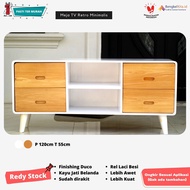 Luna Minimalist TV Table | Retro TV Table|Dutch Teak Wood Table |Minimalist TV Shelf Table|Solid Duc