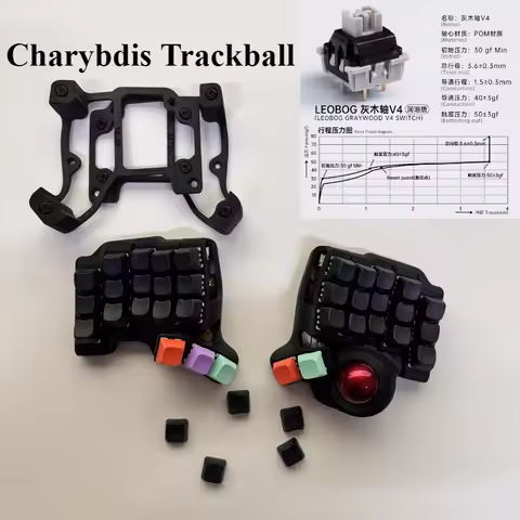 Charybdis Split Keyboard Ergonomic Curved Trackball Keyboard Custom Hot Swap Bluetooth Wireless Wire