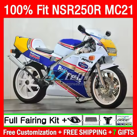 Injection Fairing For HONDA NSR250R MC21 PGM3 NSR250 208Q1.102 NSR White blue 250 R RR 1990 1991 199
