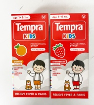 Tempra เทมปร้า 60 มล. Tempra Kids รสส้ม/รสสตรอว์เบอร์รี ยาลดไข้สำหรับเด็ก ยาสามัญประจำบ้าน ยาพาราเซท