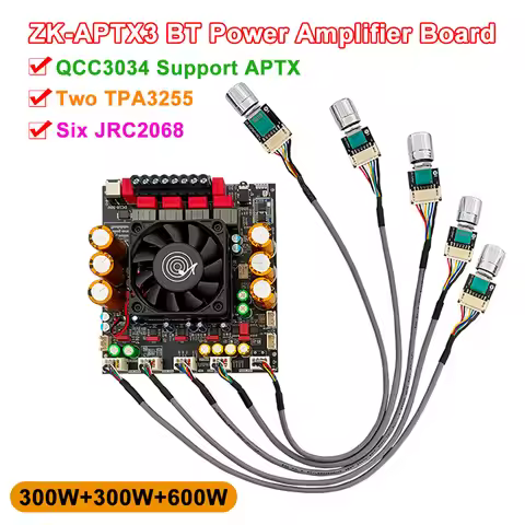 ZK-APTX3 300W*2+600W TPA3255 BT Power Amplifier Board 2.1 CH Subwoofer Audio Power Amplifier Amp Boa