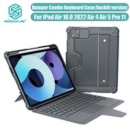 Nillkin Keyboard Case (Backlit version) For iPad Pro 11 2022 / Air 11 2024 / Air 4 Air 5 / 10.9 2020 Case With Pencil Holder Multifunction Shockproof Camera Protection Slide Cover