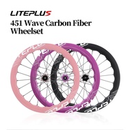 LITEPLUS 451 Folding Bike Wheelset 20 Inch Carbon Fiber Bicycle Wheel Front 2 Rear 4 Beari