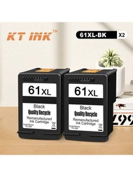 61xl 2包黑色墨盒,適用於hp 61xl墨盒及envy 4500 Deskjet 1000 1056 1510 1512 1010 1055 Officejet 4630打印機