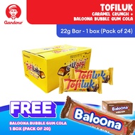 Tofiluk Caramel Crunch 22g (Pack of 24) + Free Baloona Bubble Gum Cola 80s (1 Box)