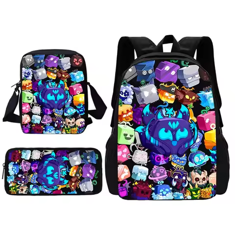 Cartoon Blox Fruits Child School Backpack With Shoulder Bag Pencil Bags School Bags for Boys Girls B