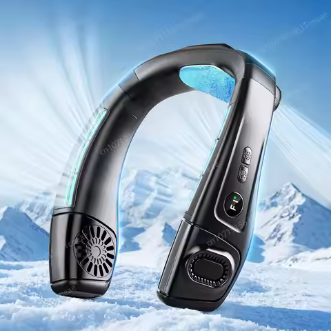 2025 New Neck Air Conditioner Portable Neck Fan Rechargeable Semiconductor Cooling Bladeless Fan Out