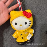 [Aria] Baju hujan kuning terpakai Hello Kitty loket kecil aksesori beg galas comel untuk kanak-kanak