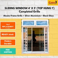 4'X5' (Top Hung 1') Tingkap Sliding Grille Aluzinc Silver/Undercoat putih Cermin Hitam🔥READY STOCK✅F