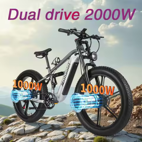Nathaniel SYR09 adult electric bike, Dual motor 2000W,26*4.0Fat tires,48V20Ah,55KM/H, All terrain of