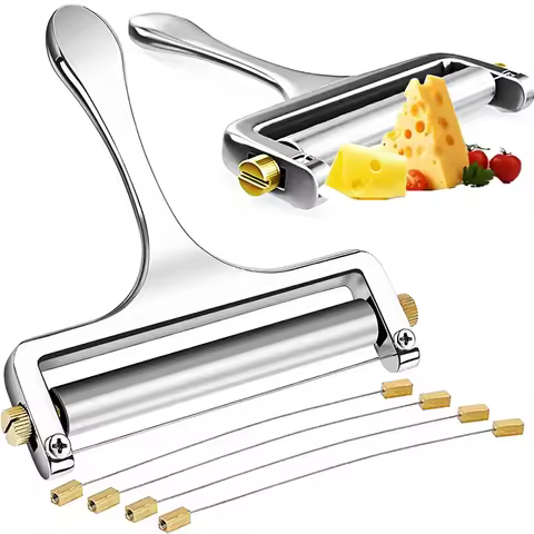 Cheese Slicer Adjustable Thickness Stainless Steel Wire Cheese Tools for Cheddar Gruyere Raclette Mo