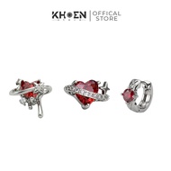 (1 Piece) Red Stone Collection Earrings - Alloy - Eyelets Store Clip Earrings Subang Telinga Subang 