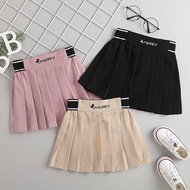 JI Dress for Kids Girls Summer Short Skirt Pleated Korean Style Children Baby Fashion Elastic Waist 2023 INS Sports Princess Casual Bottom School Uniform baju merdeka kanak